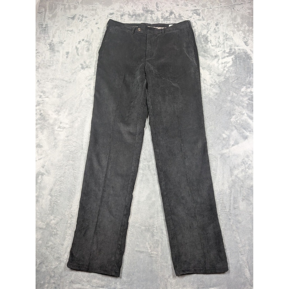 Peter Millar Pants Mens 34x36 Gray Nanoluxe Corduroy Flat Front Dress Casual